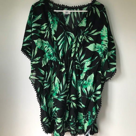 palm leaf swim cover up